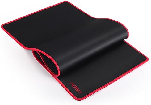 AOSO Gaming Mouse Pad Large Size with Special-Textured Surface Silky Smooth, Gaming Mouse Extended XXL Pad Non-Slip Backing Waterproof Surface &amp; Stitched Edges(Red)