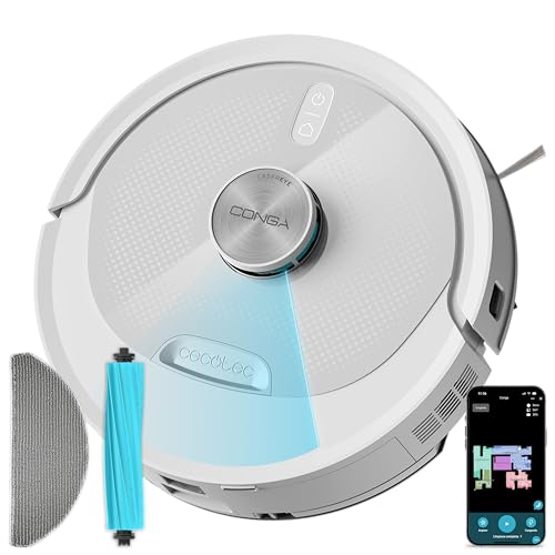 Saugroboter mit Wischfunktion Conga M80 Pearl. Extreme 25.000 Pa Saugkraft, Präzise Laser-Navigation, Großer 4500 mAh Akku, Anti-Tangle Silikonbürste, Smarte App-Steuerung