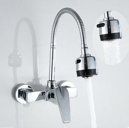 Buy Generic Solid Brass Chrome Wall Mounted Kitchen Tap Dual Hole