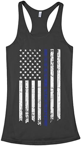 Threadrock Women's Honor & Respect Thin Blue Line Flag Racerback Tank Top