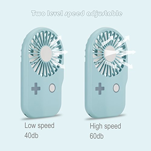 Aluan Portable Fan Mini Handheld Fan Powerful Speed Adjustable Pocket Personal Fan USB Rechargeable Cooling for Kids Girls Woman Home Office Outdoor Travel Eyelash Fan, Blue