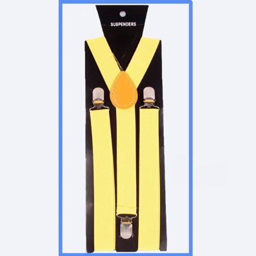 Sanven Braces Suspenders Classic Yellow Y-shape Braces Suspenders Unisex Adjustable Clip-on Elastic