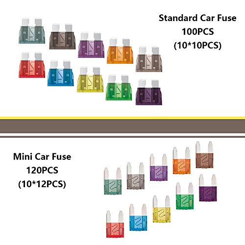 Car Fuses Assortment Kit, 220 Pcs Car Fuse Kit, Blade Auto Fuses