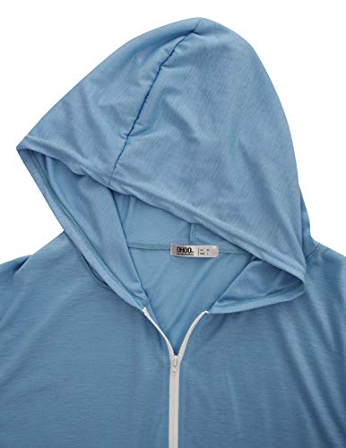 OHOO Mens Slim Fit Long Sleeve Lightweight Eco Zip-up Hoodie Sweatshirt with Kanga Pocket/DCF202-SKYBLUE-M