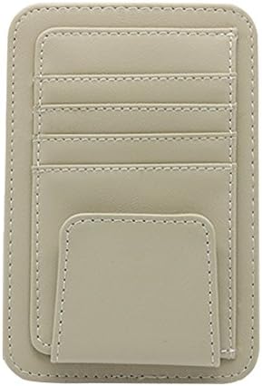 KAHANE Car Sunglass Holder PU Leather Universal Organizer Holder Multi-function Space Card Ticket Clip Storage Pouch Bag Card Case Holder (Beige)
