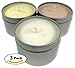 Candlecopia Sweet Patchouli, Indian Sandalwood and Egyptian Amber Strongly Scented Hand Poured Vegan Travel Tin Candles, 3 x 4 Ounce Tins