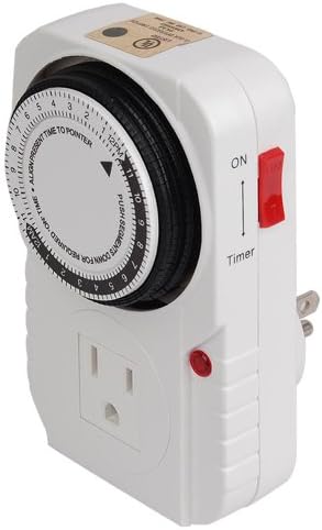 24-hours Grounded Timer for Home Grow Tent Fan Blower Aquarium Light