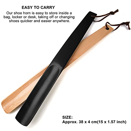 onebarleycorn 2Pcs Long Shoe Horn, 38 cm, Long Wooden Shoe Horn Shoe Horn Long for the Elderly, Men, Women, Children