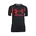 Under Armour Boys' HeatGear Armour Up Digi Fitted Short Sleeve Shirt, Black (001)/Risk Red, Youth Medium