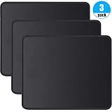 Foroffice 3 Pack Mouse Pad with Stitched Edge, Computer Mouse Pad with Non-Slip Rubber Base, Washable Mousepads Bulk with Lycra Cloth, Mouse Pads for Computers Laptop Mouse 10.2x8.3x0.12inch Black