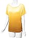 WT990 Womens Round Neck Short Sleeve Dip-Dye Dolman Top XXXL YELLOW