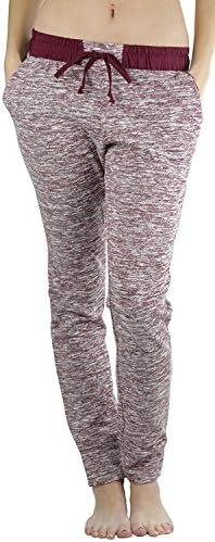 ATTI CLOTHING Women's Heathered French Terry Jogger Sweatpants (Medium, Burgundy)