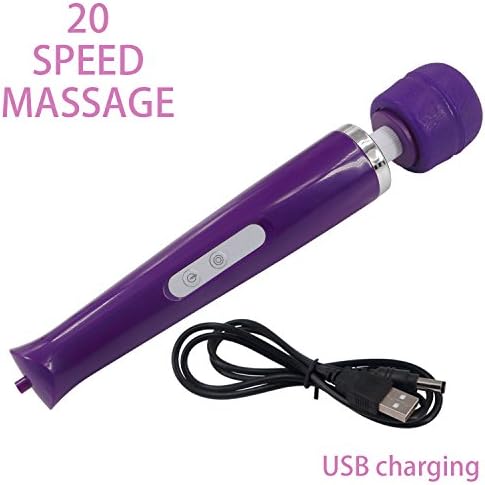 Massager Handheld with 20 Powerful Speeds 20 Vibration Patterns USB Charging, Personal Body Massager for Back Neck Shoulder Sore (Purple)