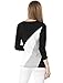 Allegra K Women's Color Block Round Neck Shirt Top S Black White