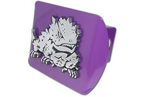 ELEKTROPLATE Texas Christian University TCU "Purple with Chrome “Horned Frog” Emblem" NCAA College Sports Trailer Hitch Cover Fits 2 Inch Auto Car Truck Receiver