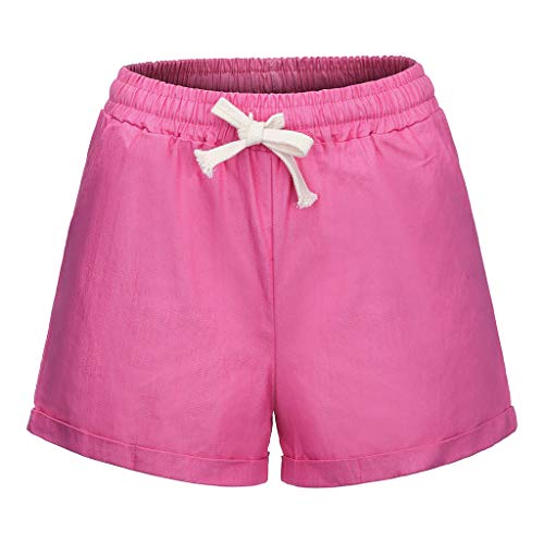 Women Short Pants, JOYFEEL â¤ï¸ Ladies Cotton Linen Casual Elastic Waist Pants Drawstring Solid Summer Walking Shorts