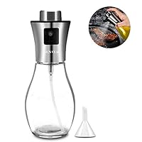 Sunnyac Olive Oil Sprayer for Cooking, Refillable Stainless Steel Oil Dispenser with Mini Funnel, Vinegar Glass Spray Bottle for BBQ, Salad, Baking, Grilling, Roasting and Frying