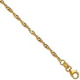 JewelryWeb 14k Solid Yellow Gold Polished 2.15mm Singapore Chain Necklace 18 Inch Chain Necklace for Women and Men