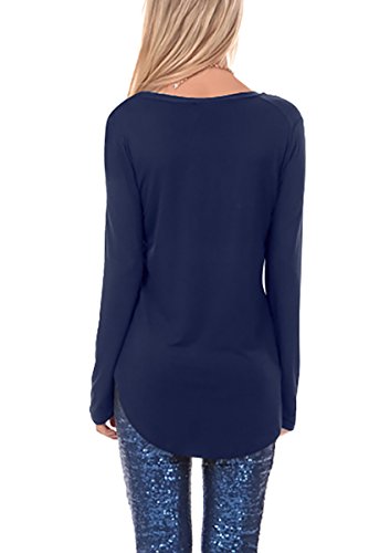 Gepoetry Tunic Shirt, Women's Long Sleeve Shirts Womens Blouses (Navy Blue, Medium) - Thumbnail 2