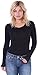 Popana Women’s Long Sleeve Bodysuit Snap Crotch Basic Casual Top – Made in USA Medium Black