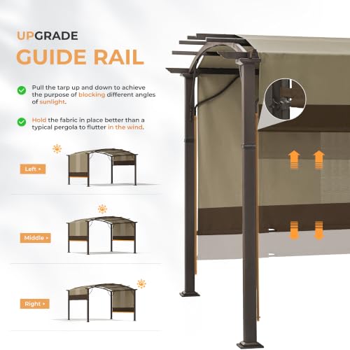 HAPPATIO 10x13 Retractable Pergola: Arched Aluminum Frame with Adjustable Canopy image 19
