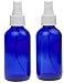 2 Empty Blue Glass Spray Misters - 4oz Refillable Bottle is Great for Essential Oils, Organic Beauty Products, Homemade Cleaners and Aromatherapy with White Fine Mist Dispenser - 2 Pack of Bottles primary