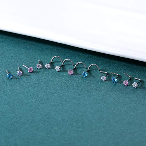 ZS 912PCS 20g Surgical Stainless Steel Nose Stud Ring Piercing Nose