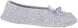 Isotoner Womens Terry Floral Ballerina Slippers Style A96006 (Medium, Heather Grey)