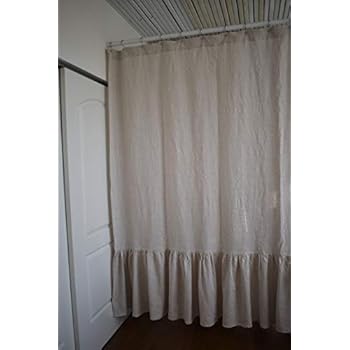 Amazon Com Low Profile Luxury Pure Flax Linen Shower Curtain With