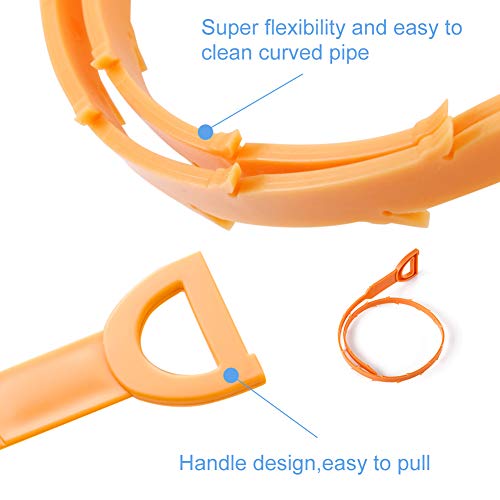 Omont Drain Clog Remover Drain Snake Drain Hair Remover Tool Kit,3 Pack 19.7 Inch Drain Auger 1 Pack 24 Inch Drain Relief 1 Pack 27.5 Inch Drain Cleanning Brush 1 Pair Housework Gloves