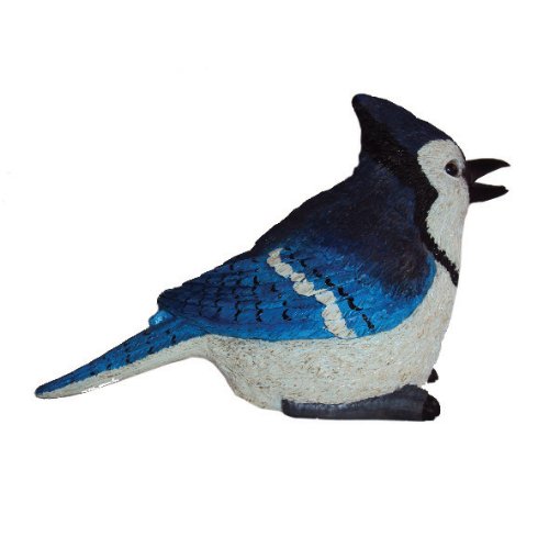 Chirper Blue Jay Statue by Michael Carr Designs - Outdoor Bird Figurine for gardens, patios and lawns (80031)