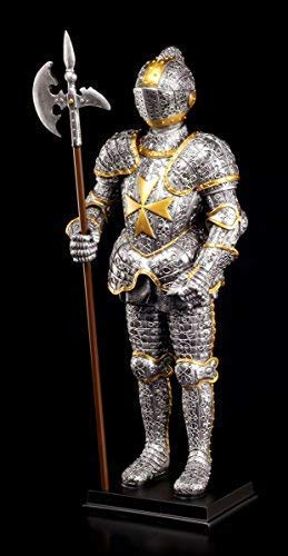 Ritter Figur Rüstung - Malteser mit Hellebarde - Ritterfigur Mittelalter Deko
