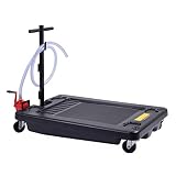 Goplus Portable Oil Drain Pan with Pump 17 Gallon Low Profile Oil Change Pan for Truck Car with 8' Hose, Black