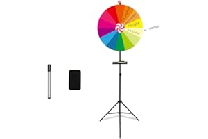 BENUT 24-inch Heavy Duty Spinning Prize Wheel with Aluminum Alloy Frame, Adjustable Height Stand (37"–65"), Includes Dry Erase Marker & Eraser – Perfect for Carnival, Trade Shows, Classroom Activities