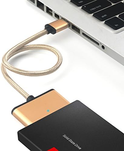 USB 3.0 to SATA Adapter Cable Supports UASP for 2.5 inch SDD HDD Hard Drives SATA III II I USB 3 External Converter Cable Portable Durable Aluminium (Gold)