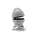 Faberge Egg Box Platinum Colored Swarovski Crystals, Silver with Stand Figurine Trinket Pill Jewelry Box
