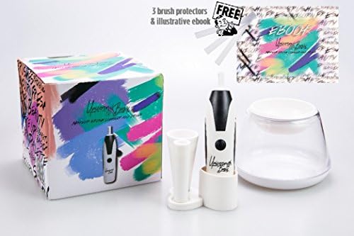 UnicornBasix makeup brush cleaner kit - professional, cute, small and easy daily use or for travel, for any natural or synthetic brushes including eye, face and foundation - wash and dry in 20 seconds