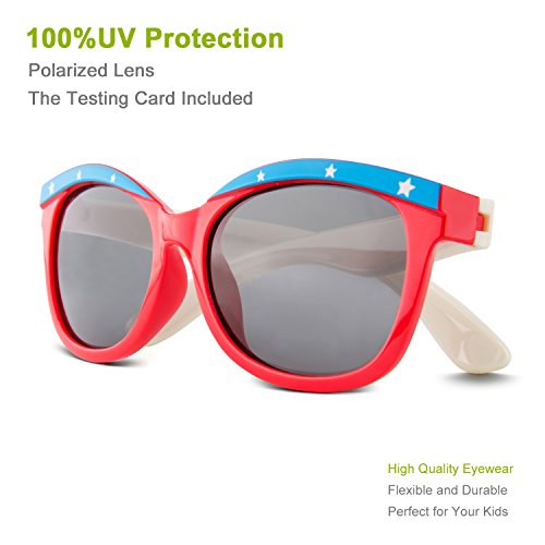 RIVBOS RBK001 Polarized Kids Sunglasses For Boys Girls Aged 3-10