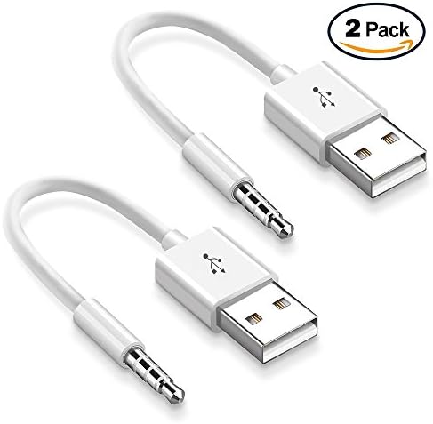iPod Shuffle Cable,Seekermaker 2 Pack 3.5mm Jack to USB Charging Cable for Apple iPod Shuffle 3rd 4th 5th 6th 7th Generation MP3/MP4 Player
