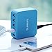 Lumsing USB desktop charger 5V 8A 5 ports square desktop charging station With Intelligent Control Chipset for iPhone iPadd HTC LG Motorola Samsung Galaxy Smartphones Tablets(Blue)