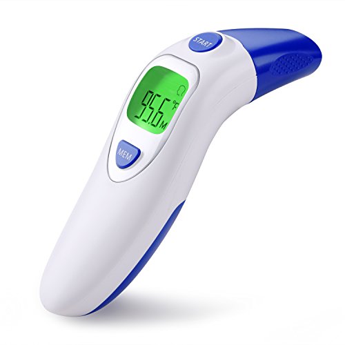 Digital Infrared Forehead and Ear Thermometer (Dual Mode), CE & FDA Approved Medical Fever Thermometer for Baby Adult Child Todder with Fever Alarm, Non Contact/Touch, 20 Groups Memory