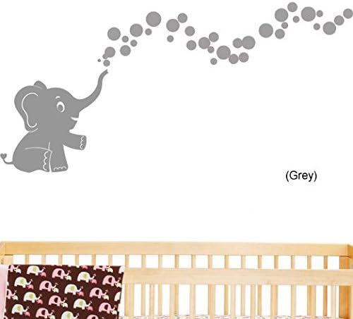 Ares-Cute Bubble Elephant Wall Quote Wall Decals Vinyl Stickers Home Decor Wall Decorations for Kids Living Room(Grey)
