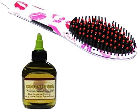 PU Beauty Pure Acoustics Top Quality Women's Hair Straightening Brush with Coconut Oi, Lip Print