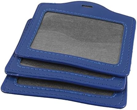 5 Pcs Faux Leather Horizontal Staff Blue Plastic Housing Work Badge Holder Name Tag Magnet Badges Card Id Holders Employee