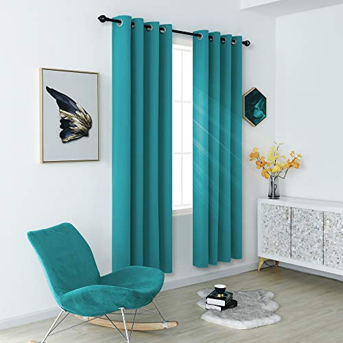 Teal Curtains 84 Inch Length for Living Room Set of 2 Panels Grommet