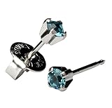 Silver Mini 3mm Blue Green December Birthstone Ear Piercing Earrings Hypoallergenic Studex System 75