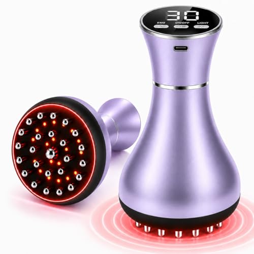 4 in 1 Electric Cellulite Massager, Cellulite Massage Device with 30 EMS Levels, Red Light, Heat & Vibration, Wireless Body Massager for Stomach, Waist, Arms, Legs