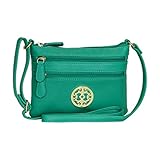 Three Zipper Crossbody Bag, Petite Adjustable Multipocket Purse