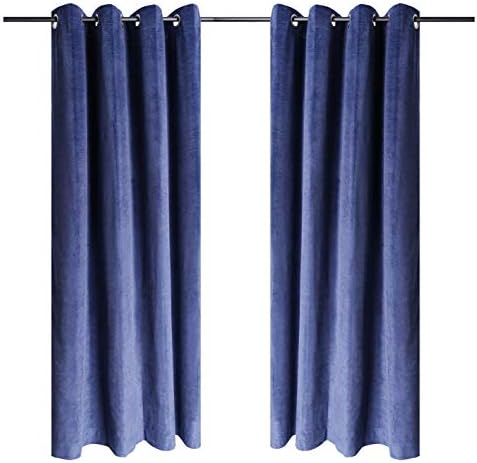 COLORIGHT Micro Fibre Textured Chenille Super Soft 100% Blackout Curtain Window Panel with Grommets for Bedroom & Living Room 54" in x84 in, 1 Piece