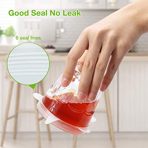 Silicone Stretch Lids Reusable, Godmorn 12 pack Round + Rectangle, Food Storage Silicone Lids Cover for Container Bowl Cup Pot Pan Dish Can,Freezer Microwave and Dishwasher Safe, Keep Fresh - Thumbnail 3